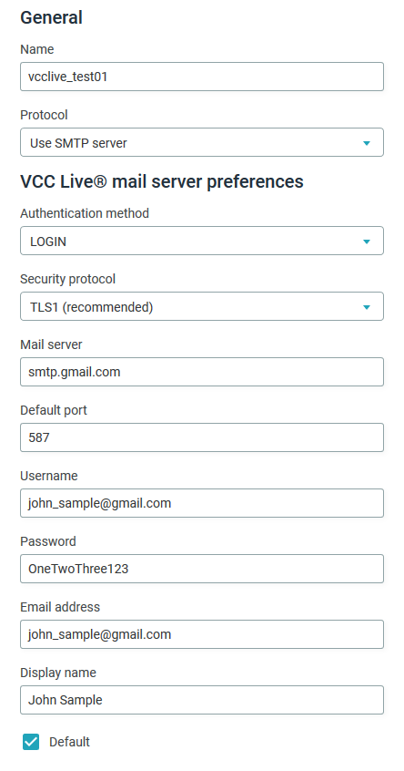 SMTP setup