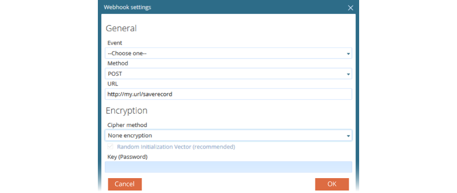 VCC Live Desk Webhook Settings Screenshot