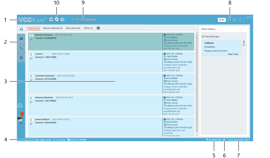 VCC Live Desk Agent Workspace Overview Screenshot