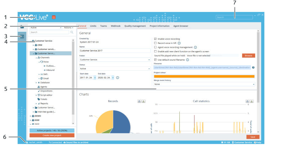 VCC Live supervisor workspace screenshot