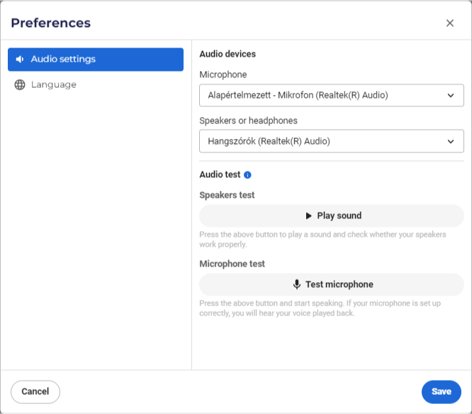 VCC Live Audio Device Settings