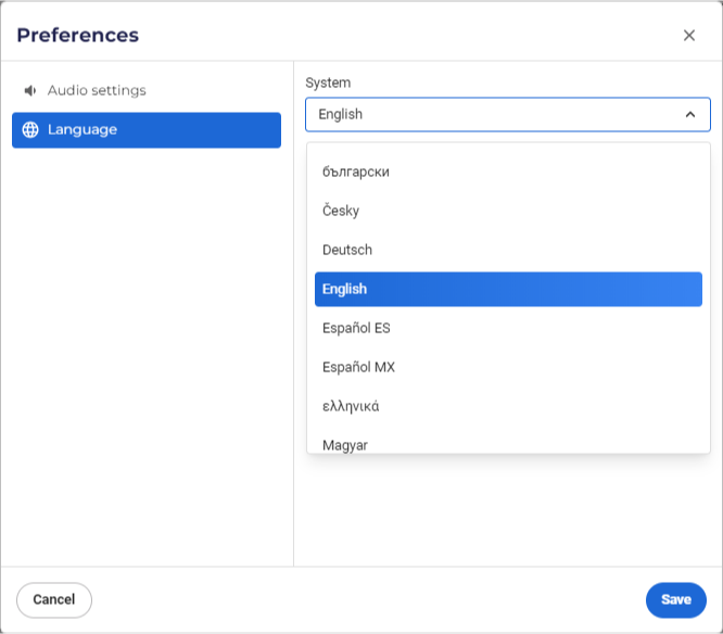 VCC Live Language Settings