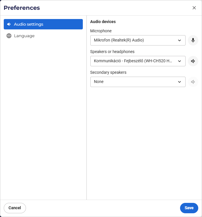 VCC Live Audio Device Settings