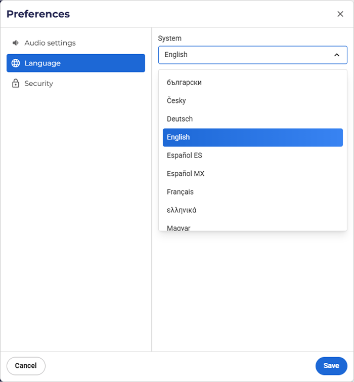 VCC Live Language Settings