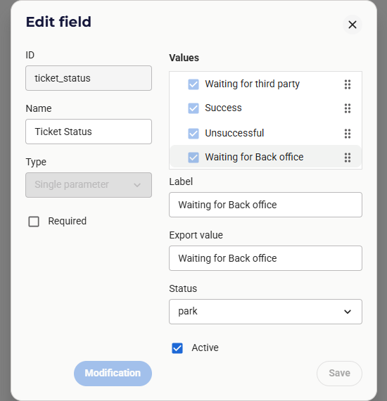 Set up ticket statuses for your account