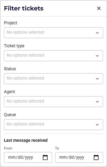 VCC Live Agent Ticket List Filter