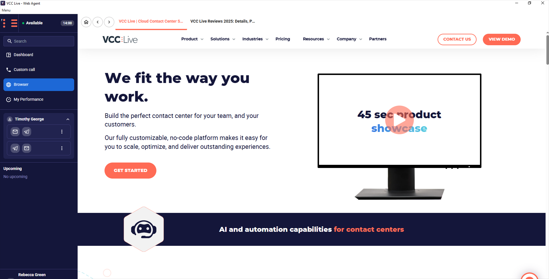 VCC Live 360 Embedded Browser