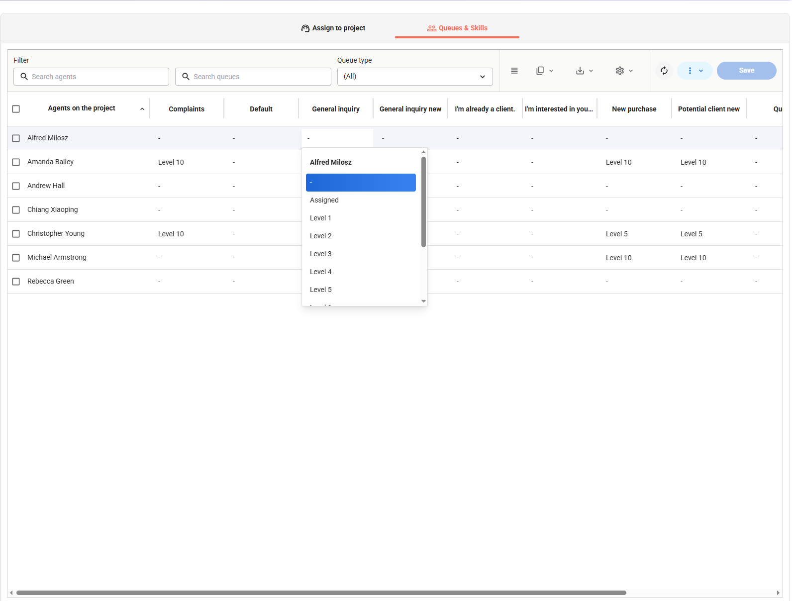 Assign agents to queues in VCC Live Omnichannel contact center