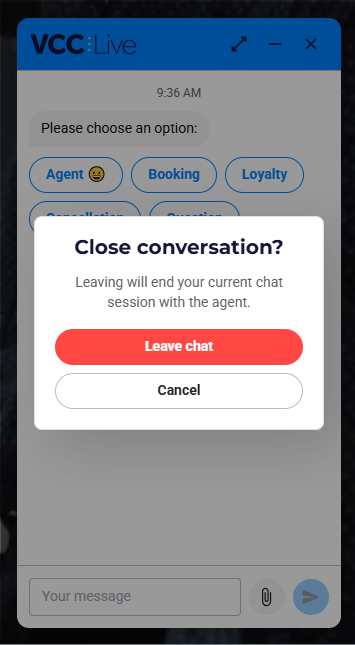 Closing a webchat session
