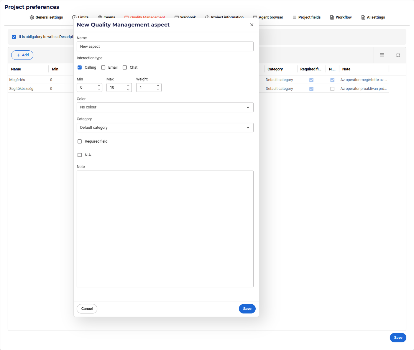 VCC Live Quality Management Add Criteria VCC Live Quality Management Add Criteria