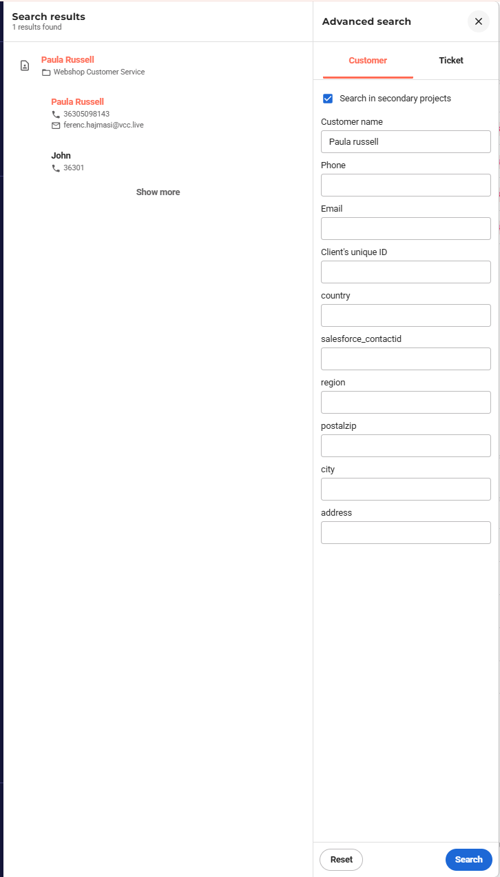 VCC Live Search by Custom field page VCC Live Search by Custom field page
